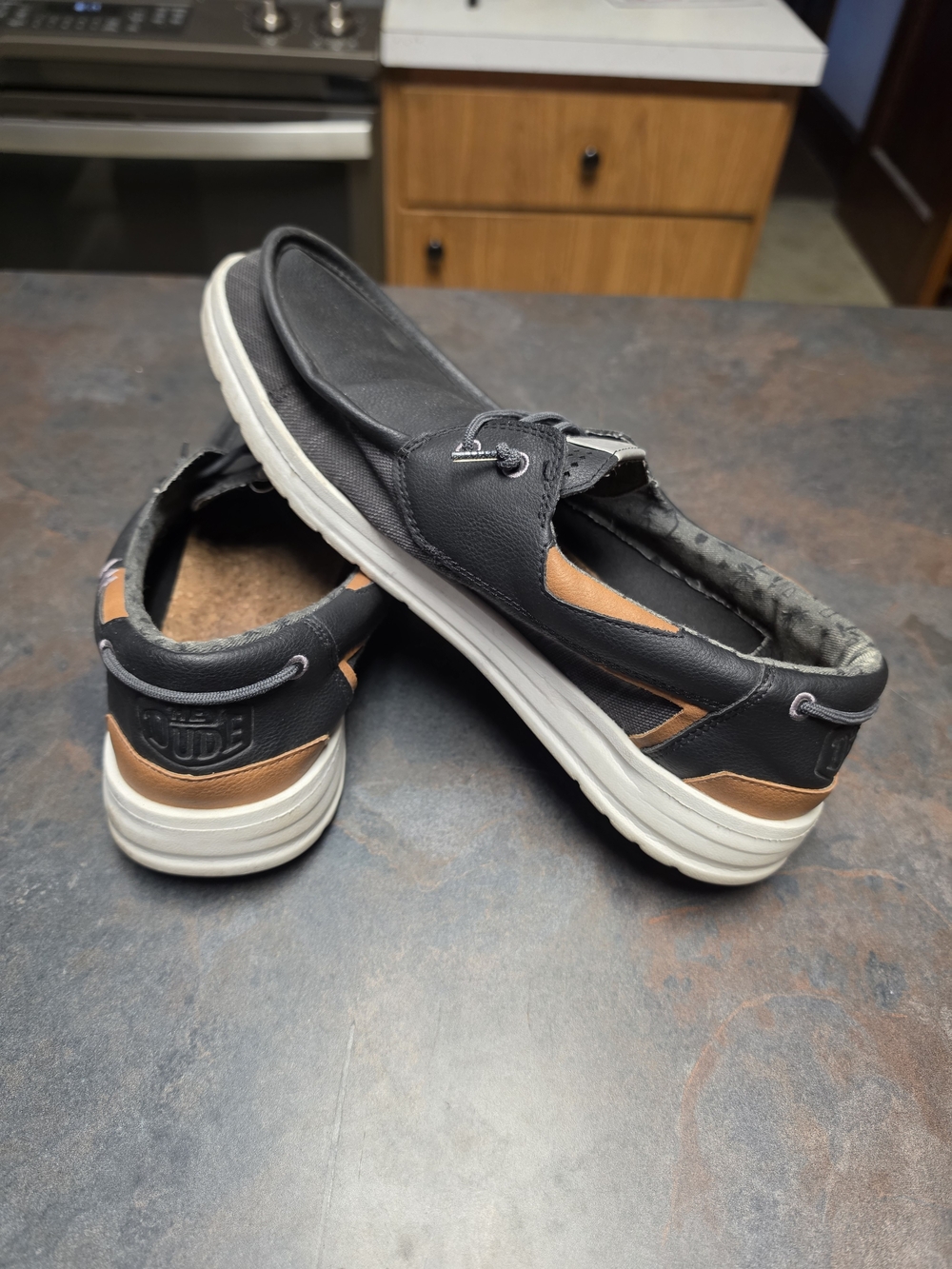 Men's Hey Dude Welsh Grip Heathered Mesh Black Boat Shoes - Picture 8 of 11